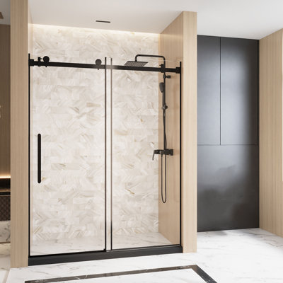 Frameless Single Sliding Shower Door, 60 In. W X 76 In. H, 1/4 In. (6 Mm) Clear Tempered Glass