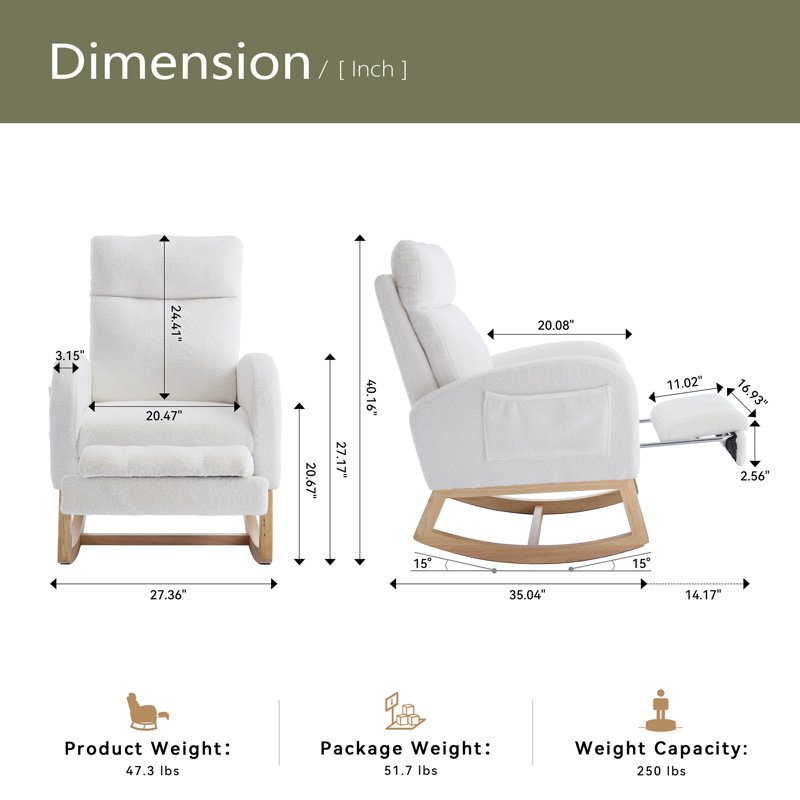 Chaise berçante Teddy, Blanc