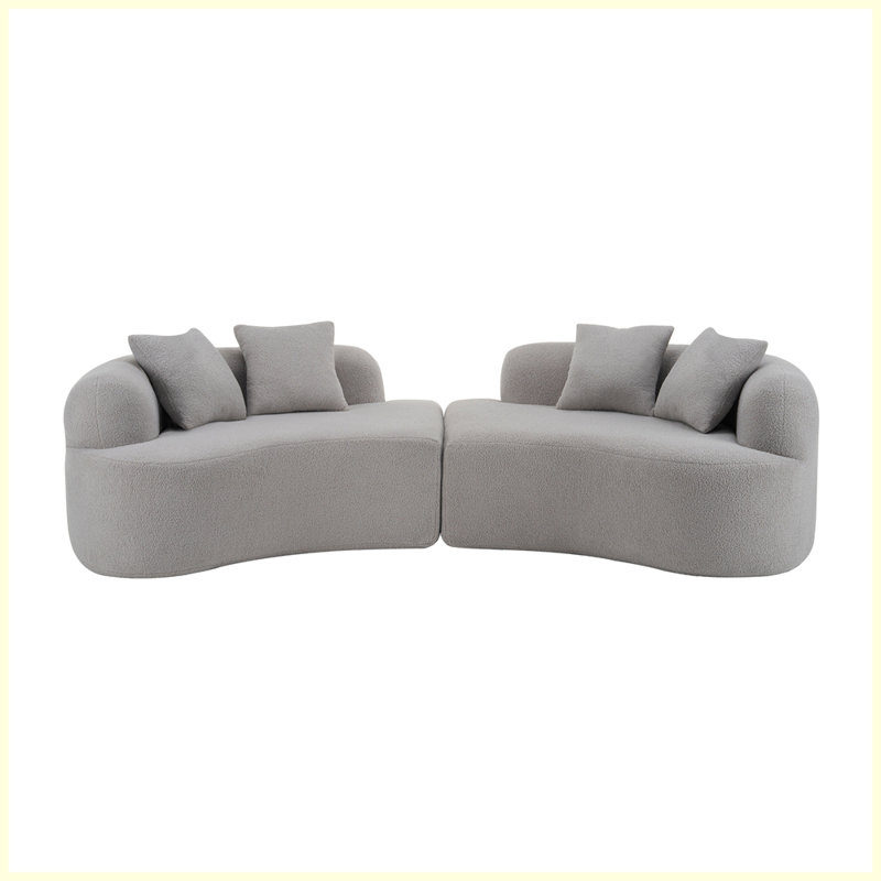 Modern Curved Four Seater Compression Sponge Sofa, Gray