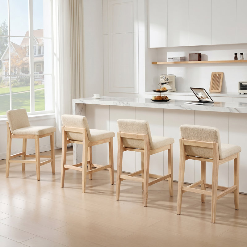 Tabouret de bar Albia Modern Farmhouse, Naturel, Beige