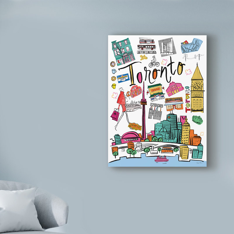 « travel toronto », art sur toile, H 47 po x l 35 po x P 2 po