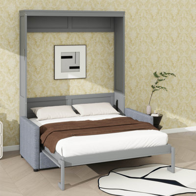 Grand lit escamotable mural avec coussin moelleux