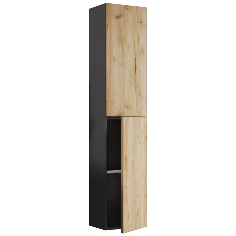 Aysheia Freestanding Bathroom Cabinet, Natural/Black