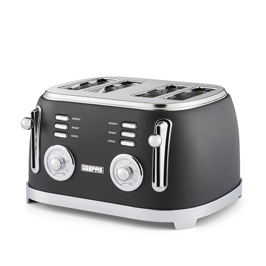 Geepas Unisex Black Retrovive 4-Slice Toaster 1500W 6 Browning Levels Defrost Reheat Cancel In - Image 5