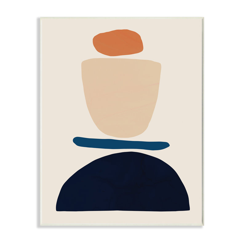Formes abstraites occidentales, orange et bleu par Victoria Barnes - impression, H 19 po x l 13 po, Plaque murale