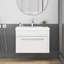 Meuble-lavabo mural de 24 po avec tiroir à fermeture en douceur, finition blanc brillant et lavabo en céramique à bords épais unique pour les salles de bain modernes
