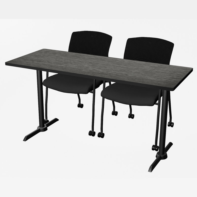 Base et table de formation Cain, H 29 po x L 60 po x l 24 po, Gris intense, Noir