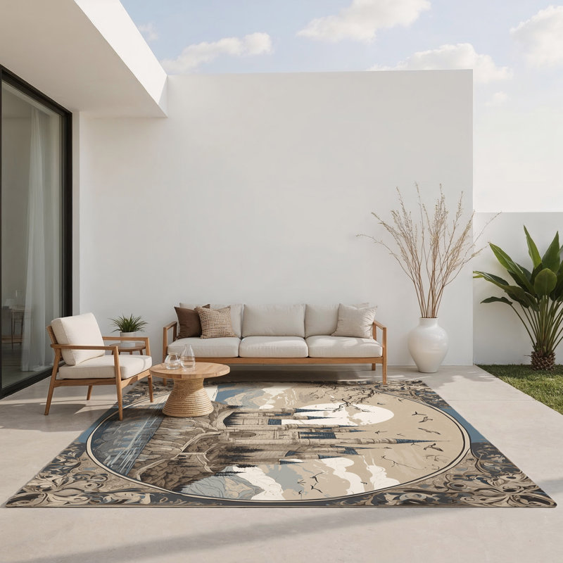 Tapis intérieur et extérieur Ethereal Castle, Rectangle 5 pi x 7 pi