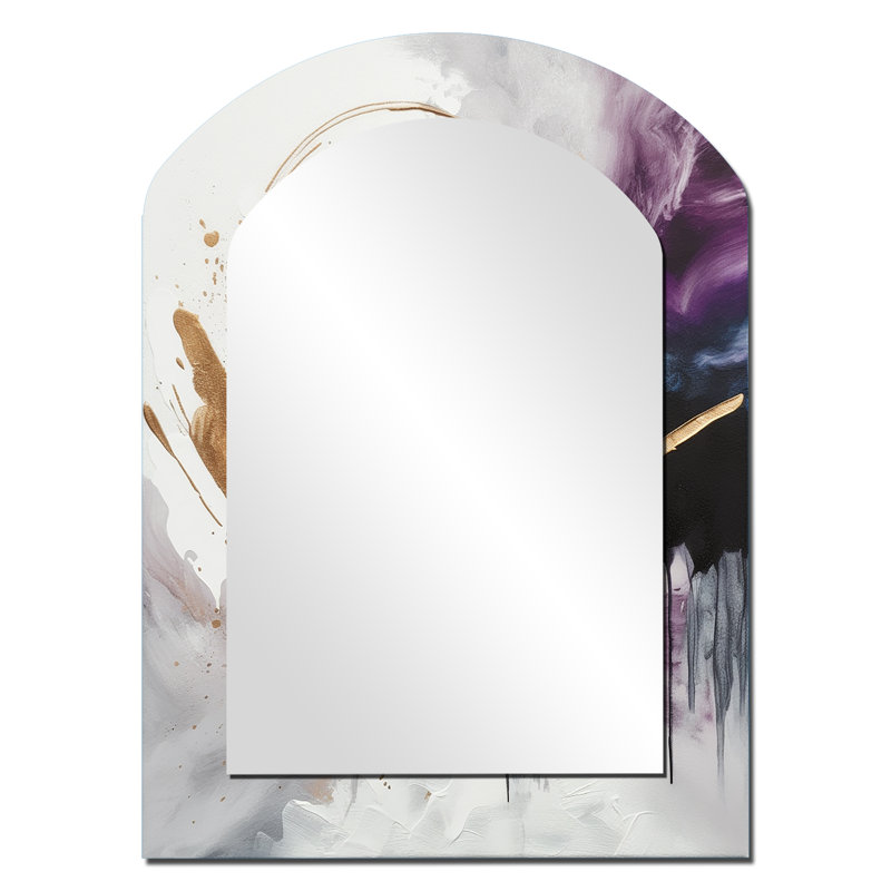 Circlar Design Solid Marble Art II - Marble Asymmetrical Large Mirror, Modern Arch Decorative Wall Mirror, Printed Metal Art