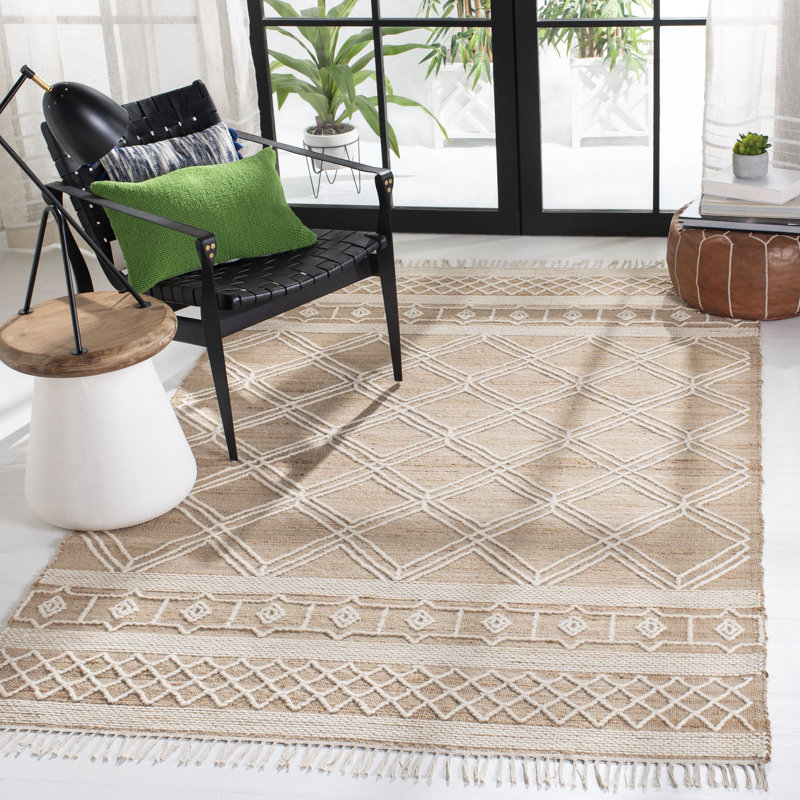 Tapis en jute / laine Kilim, Rectangle 5 pi x 8 pi