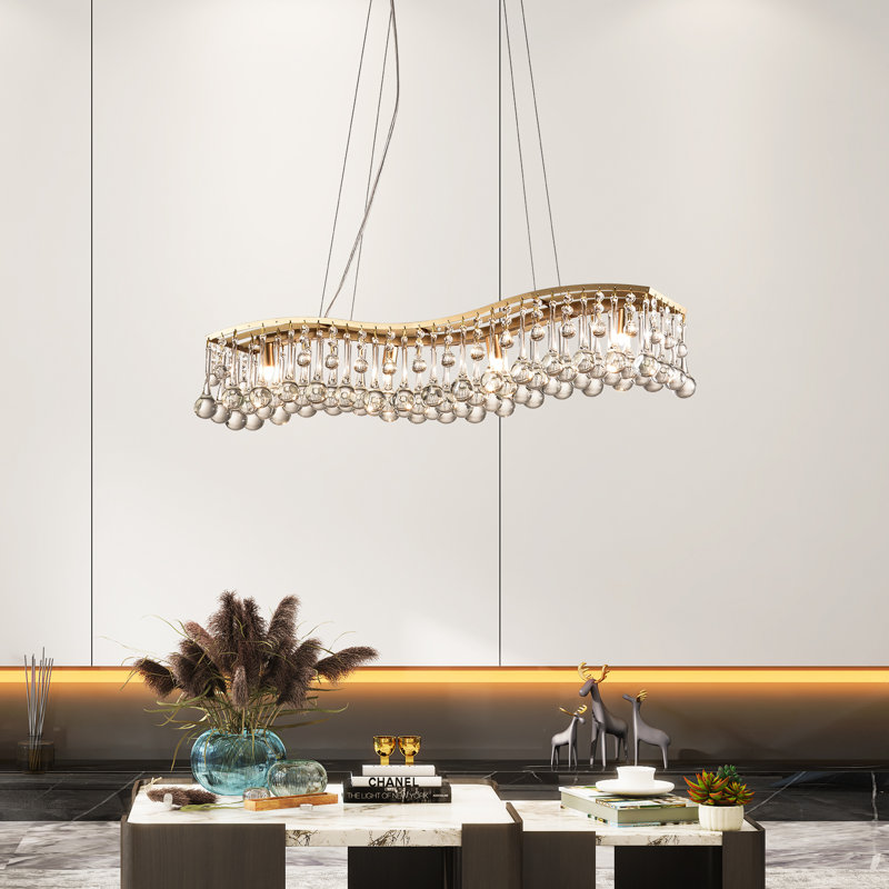 Lustre unique à 4 lumières avec accents de cristal Khari