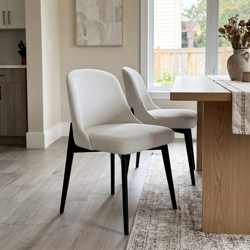 Chaise de salle à manger moderne rembourrée en 2 pièces avec pieds en bois massif, idéale pour la cuisine et la salle à manger.