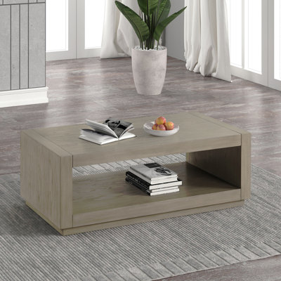 Rectangle Coffee Table Plinth Base Open Bottom Shelf Primary Living Room