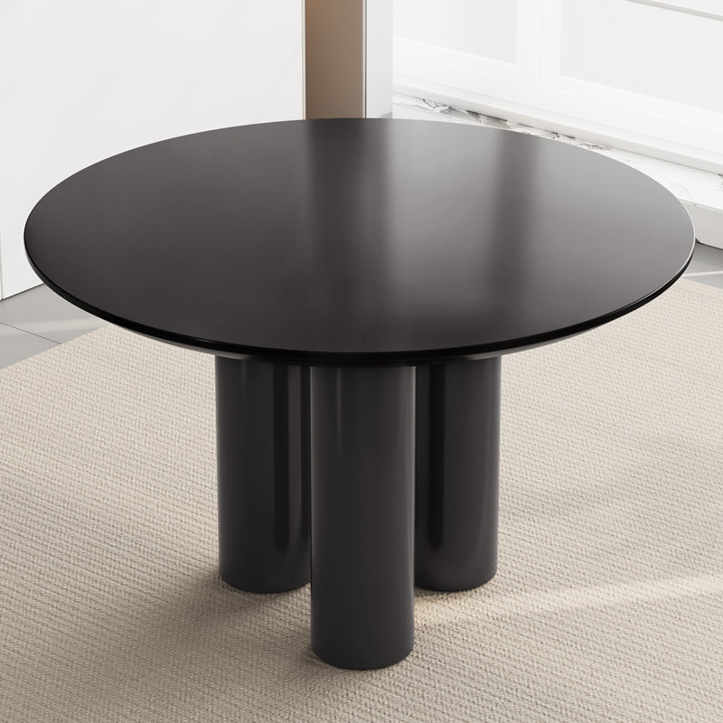 Round Dining Table Kitchen Table, 29.72"H x 46.06"L x 46.06"W, Black
