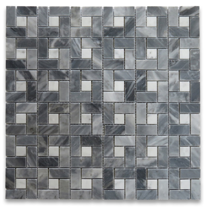 Bardiglio 12" x 12" Marble Pinwheel Mosaic Wall & Floor Tile, Dark Gray