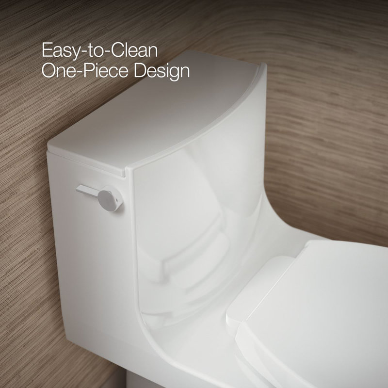 Veil™ One-Piece Elongated Dual-Flush Toilet with Skirted Trapway, White