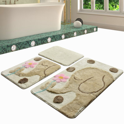 Ensemble de tapis de bain en acrylique (3 pièces) | Antibactérien, antidérapant | 100% acrylique, hauteur des poils: 1,0 po | Dimensions: 15,7 x 23,6 po, 19,7 x 23,6 po, 23,6 x 39,4 po | Lavable à la machine, durable et élégant pour le confort de la salle de bain