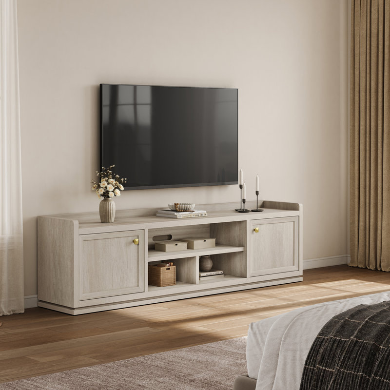 Meuble télé moderne avec rangement et tablettes, console de divertissement pour téléviseurs de 50 à 75 po.