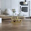 Table basse contemporaine en faux marbre avec base en acier inoxydable