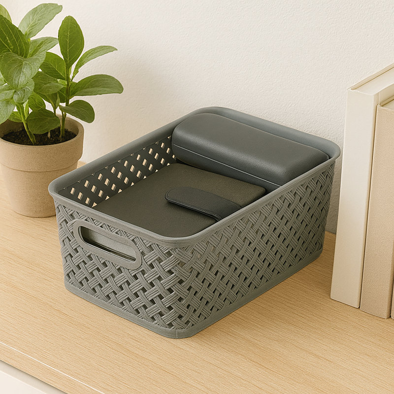 Panier en osier, H 3,94 po x l 7,87 po x p 9,84 po, Gris