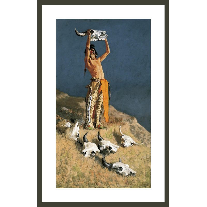 «Conjurant Back the Buffalo» par Frederic Remington, impression giclée sur cadre, H 41,5 po x l 26,49 po