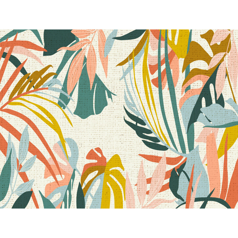 Alyeska Rectangle Floral Vinyl Area Rug, Rectangle 200 x 266cm