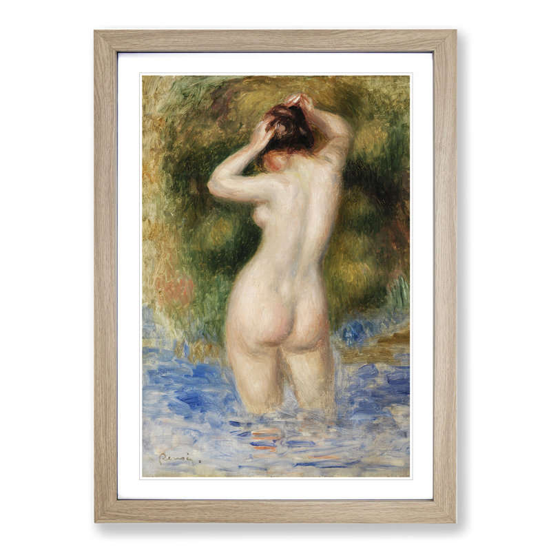 Bather by Pierre-Auguste Renoir - Picture Frame Painting, 48cm H x 36cm W x 2cm D, Oak