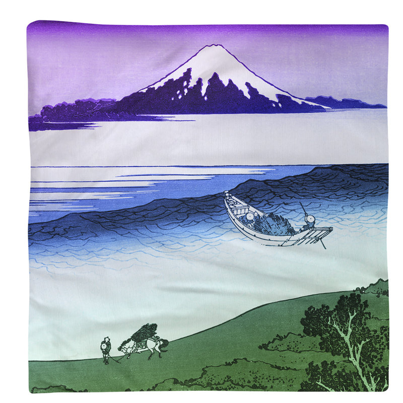Katsushika Hokusai Cotton Square Napkin, Purple/Green