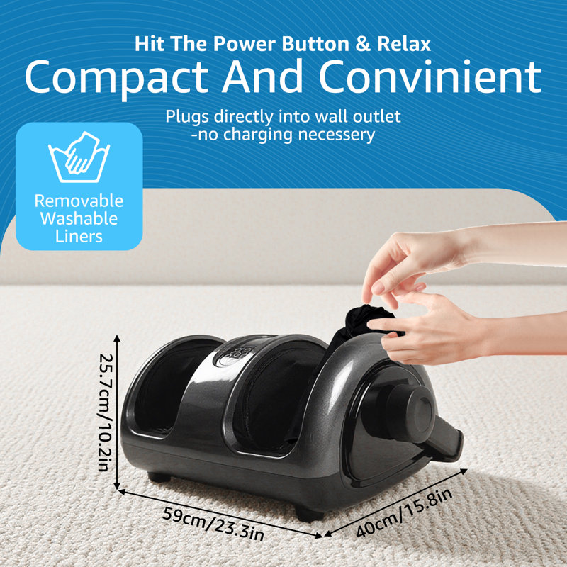 Foot Massager - Pain Relief Circulation W/heat | Remote Control Compact