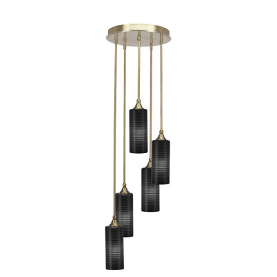 Empire 5 Light Stem Hung Cluster Pendalier With 4" Glass