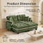 Canapé 2 places vert en chenille motif nuage, avec 2 poufs amovibles, coussins capitonnés et finis à pompons.-1148559885