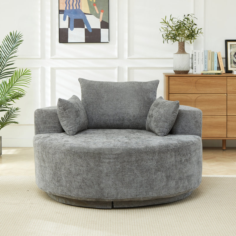 Canapé simple rembourré pivotant à 360 degrés, Grey Chenille, Grey