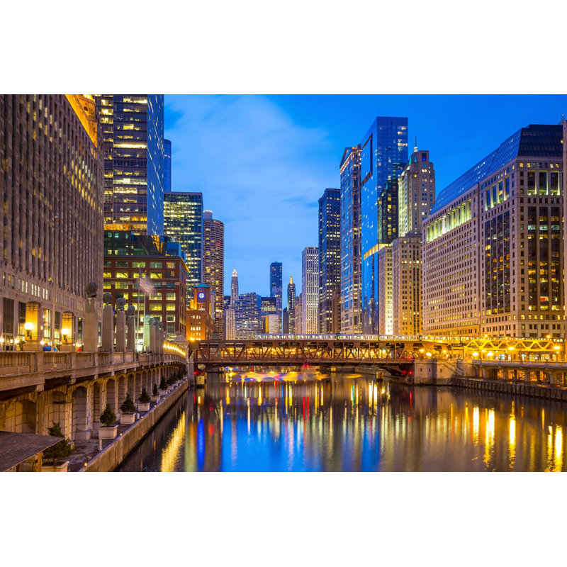 Chicago Downtown - Photographie sur toile tendue, H 32 po x l 48 po