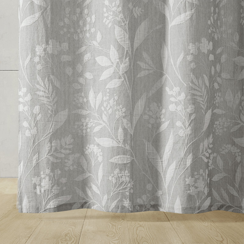 Taupe Cotton Floral Matelassé Shower Curtain