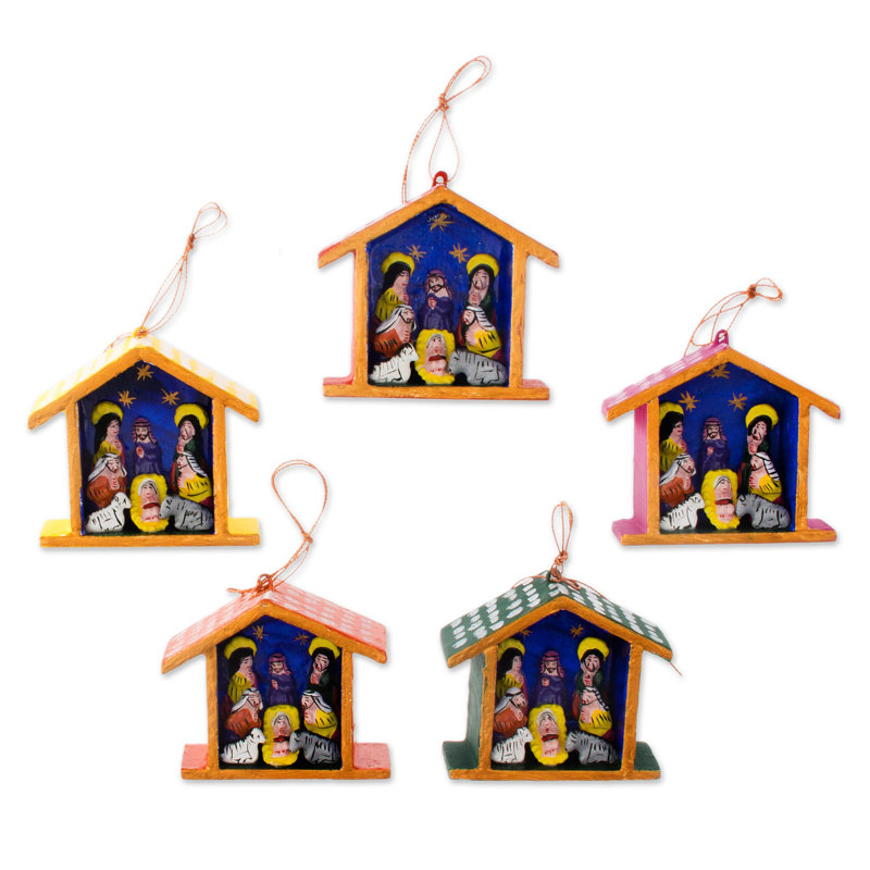 Ensemble d’ornement figurine suspendu 5 « huts »