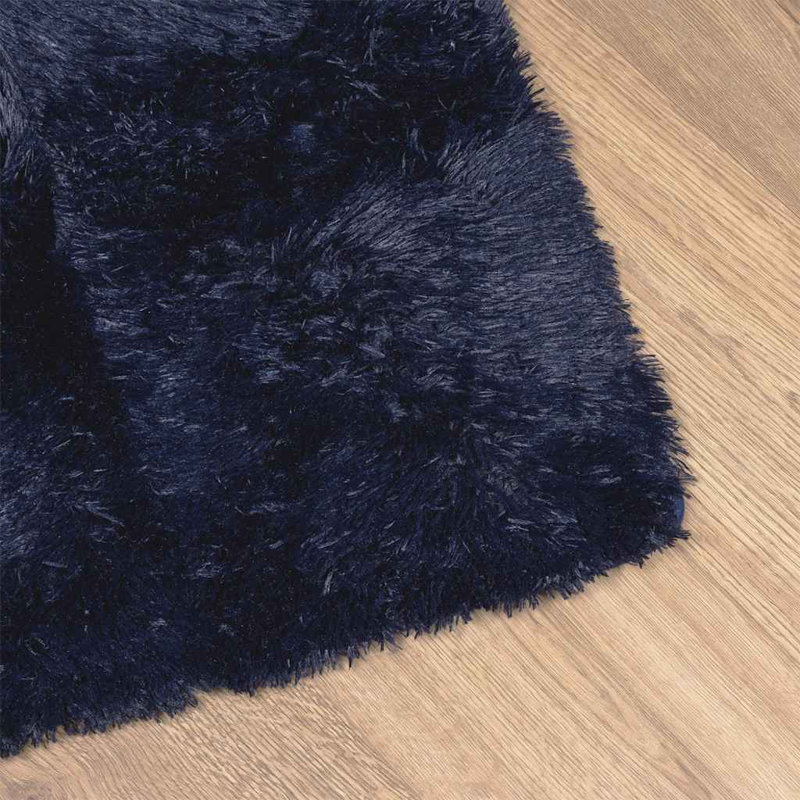 Shaggy Rug High Pile NAVARRA Navy Polyester, Square 120cm