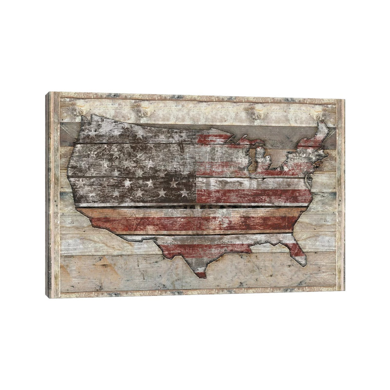 USA Map Fight by Diego Tirigall - Wrapped Canvas Painting, 20.32 cm H x 30.48 cm W