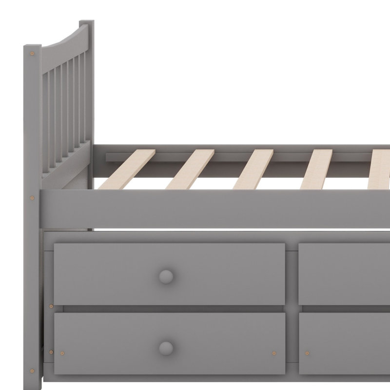 Daybed With Trundle And Drawers, Gray