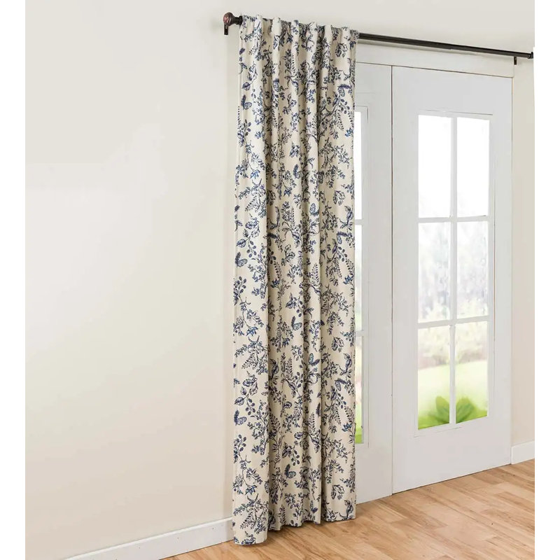 100% Cotton Blackout Curtain Single Panel, Blue, 42" W x 84" L