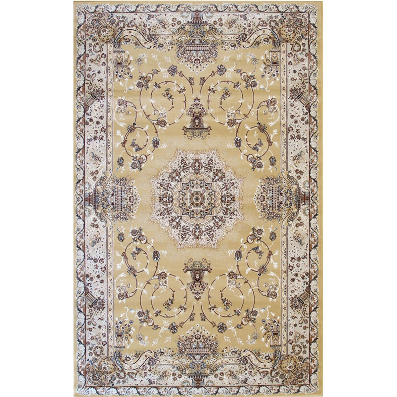 Gold Oriental Rug by , Luxurious and Elegant Area Rug for Enhancing the Sophistication of Your Living Room, Bedroom, Office, or Home Décor