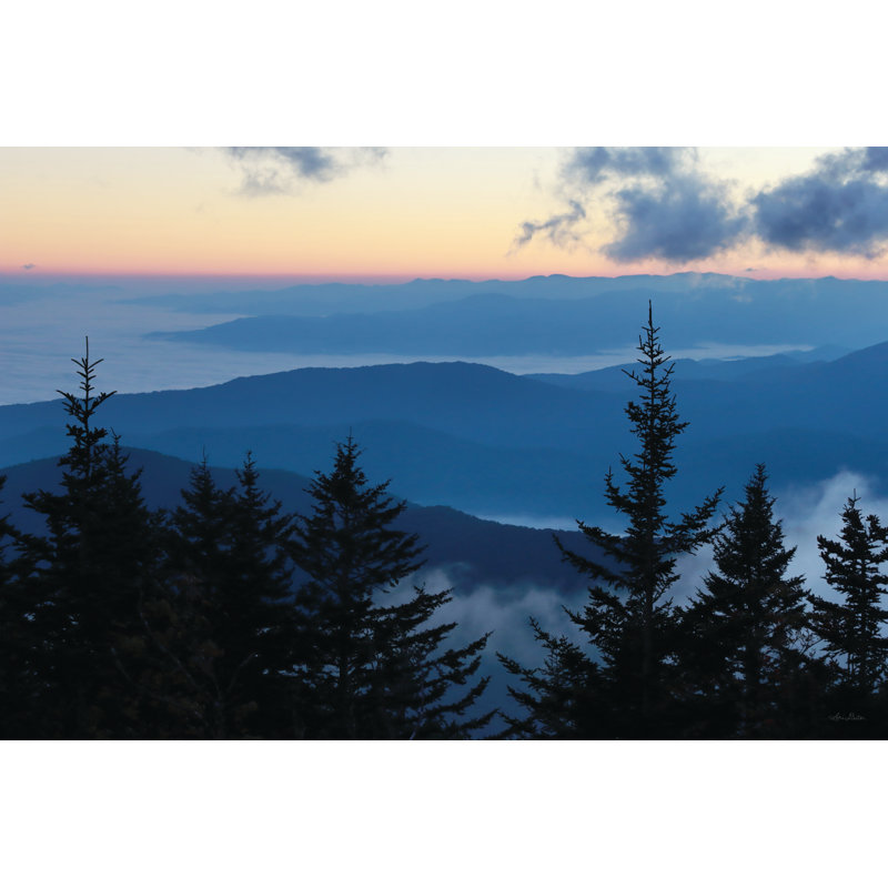 «Great Smoky Mountain Sunrise» par Lori Deiter, H 8 po x l 12 po, Encadrement argenté
