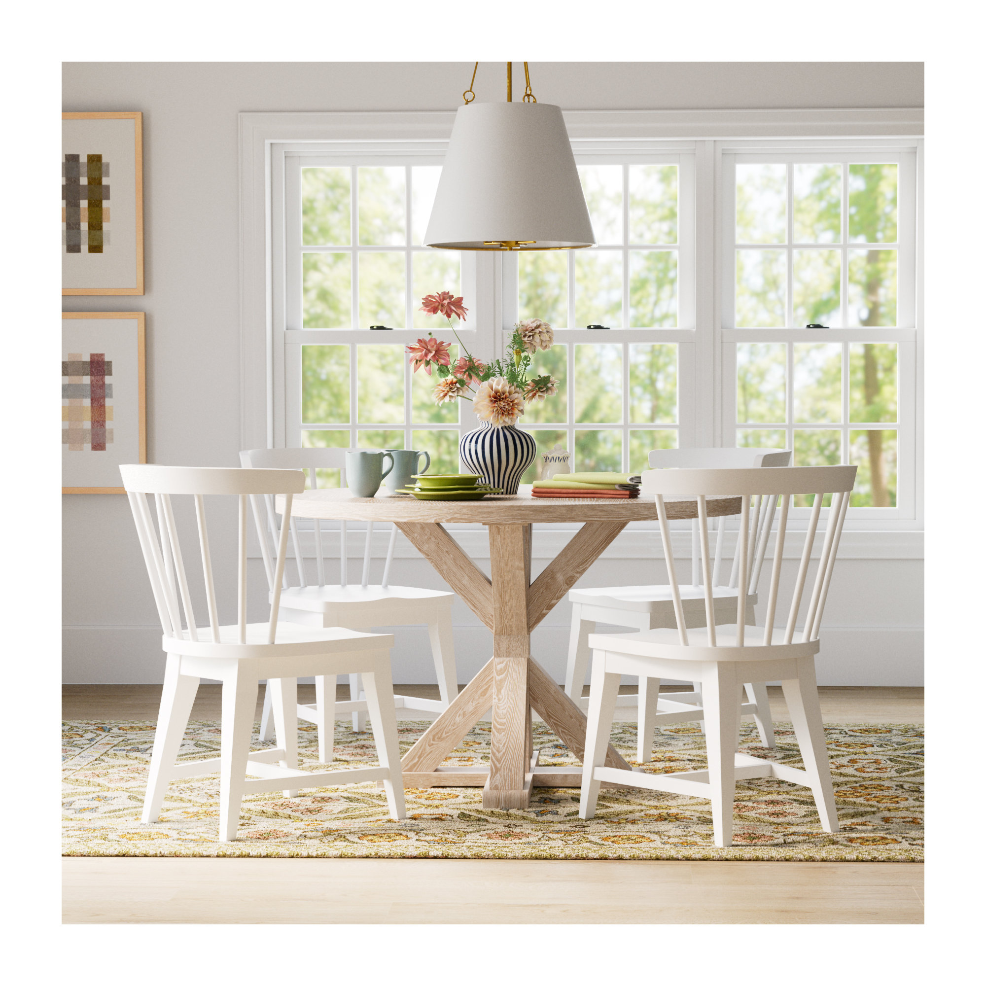 Lodi 4-Light Dimmable Fabric Cone Pendant , Warm Brass