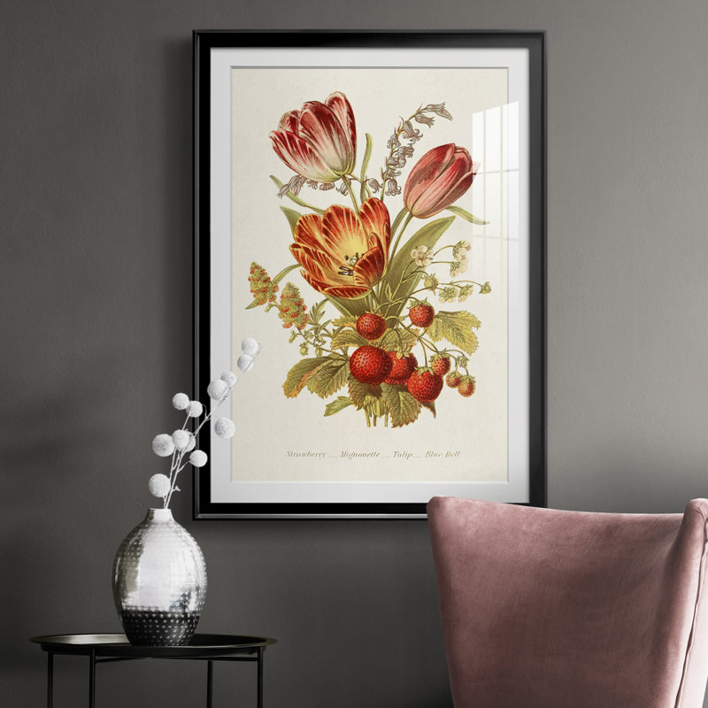 Antique Floral Bouquet IV - reproduction de cadre photo, Noir, H 30,5 po x l 22,5 po x P 1 po
