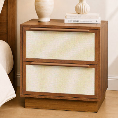 Modern 2-Drawer Nightstand With Woven Fronts