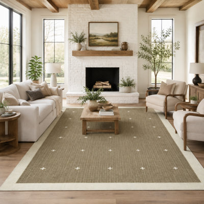 Contemporary Farmhouse Washable Area Rug with TPR Backing
