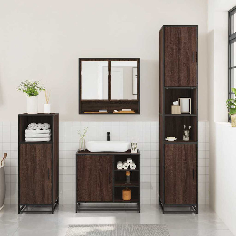 Alyose Bathroom Furniture Suite, Brown Oak
