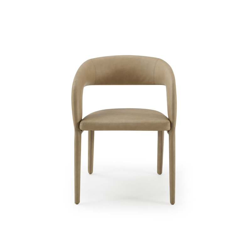 Tan Faux Leather Upholstered Arm Chair with Metal Legs