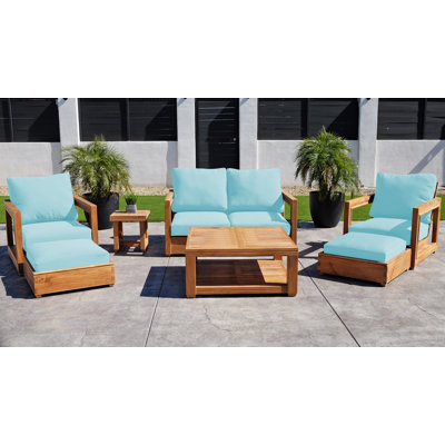 Ensemble de conversation Stilijan en teck avec coussins Sunbrella®