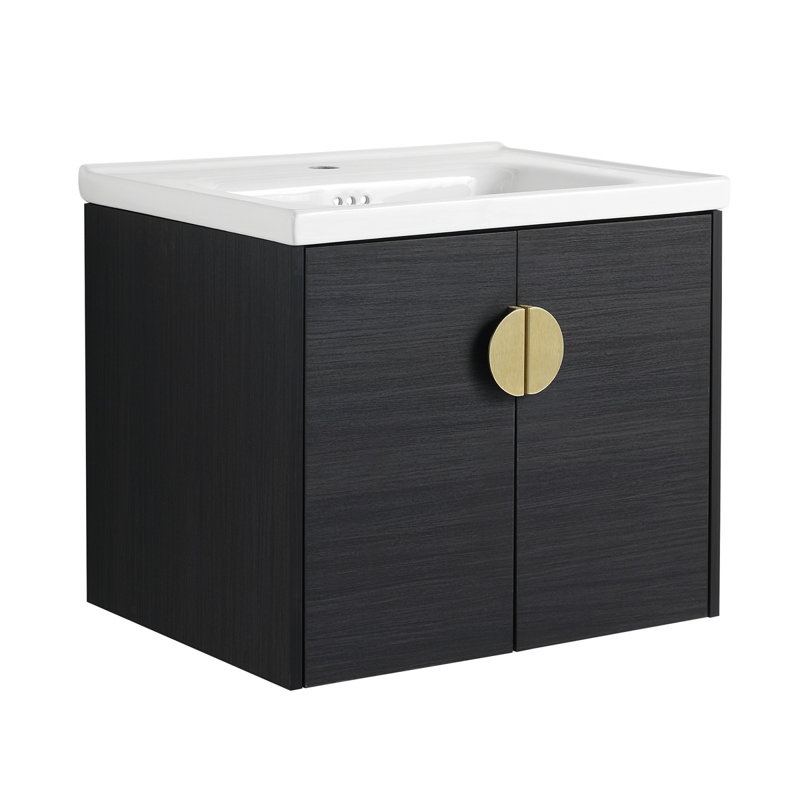 Meuble-lavabo à fermeture en douceur avec lavabo pour petite salle de bain