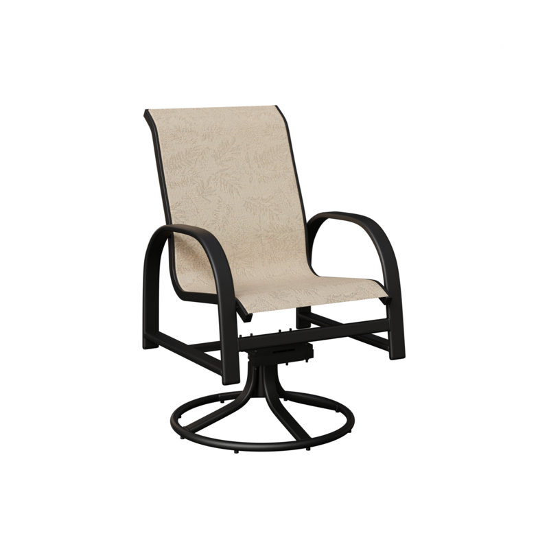 Chaise berçante pivotante en aluminium noir mat Berlin, Feuillage tropical, Noir mat